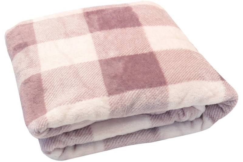 Flanell Wohndecke bedruckt 150 x 200 cm Couch Decke rose