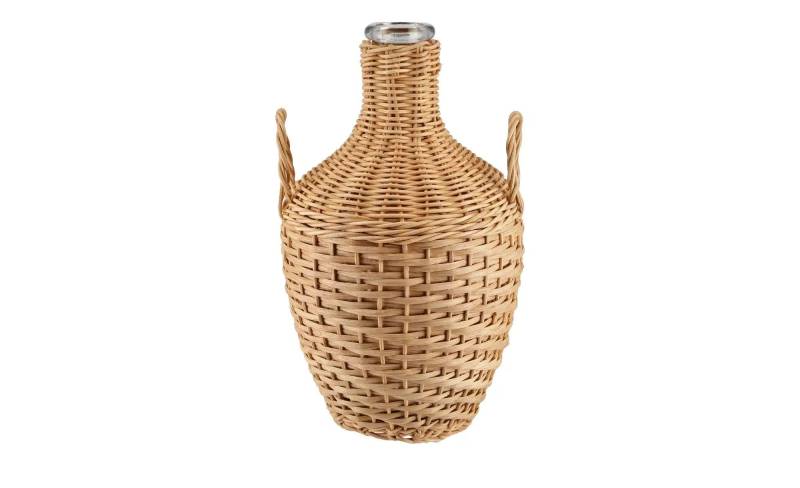 Flaschenvase   ¦ braun ¦ Glas,Rattan ¦ Maße (cm): H: 26,5  Ø: 20