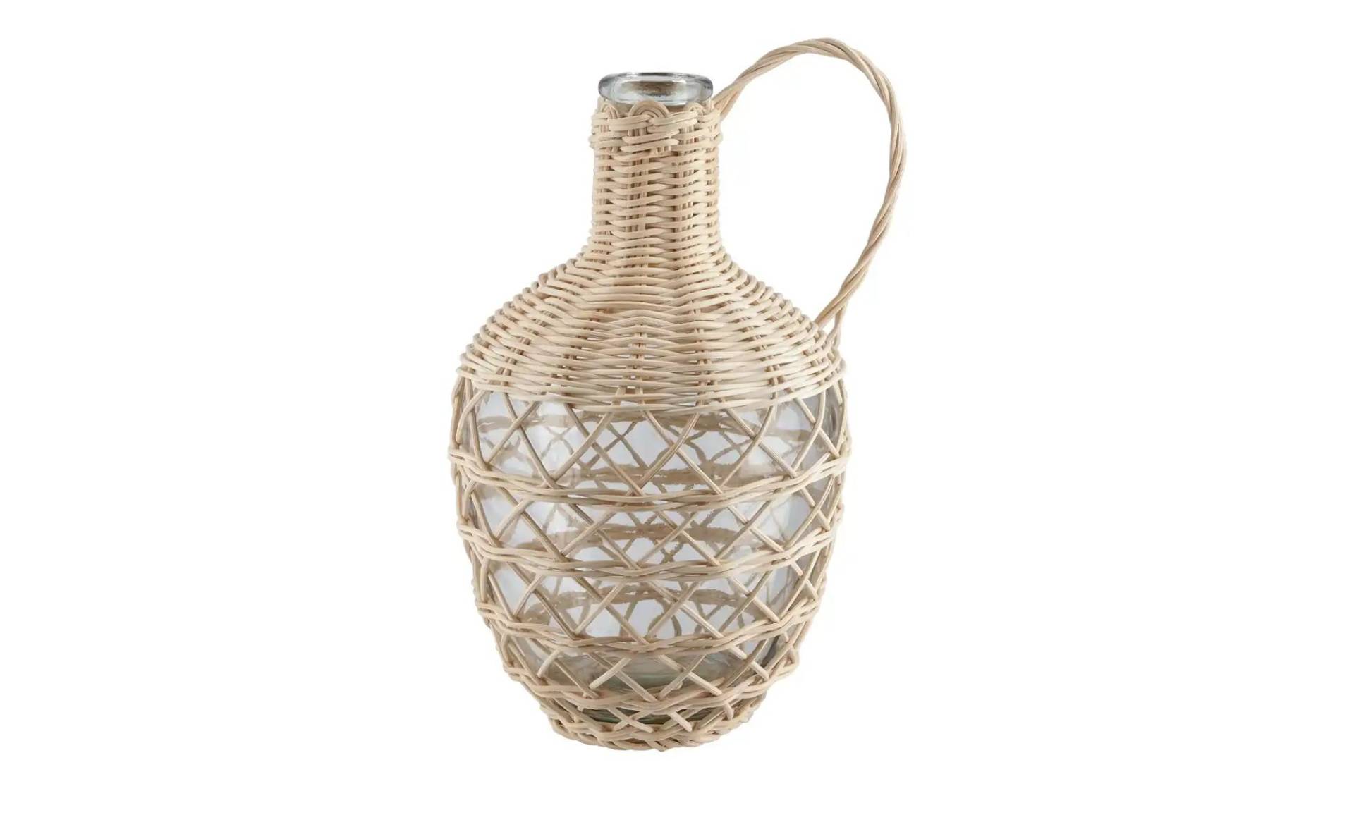 Flaschenvase ¦ creme ¦ Rattan, Glas  ¦ Maße (cm): H: 27  Ø: [17.0] Dekoration > Vasen - Möbel Kraft