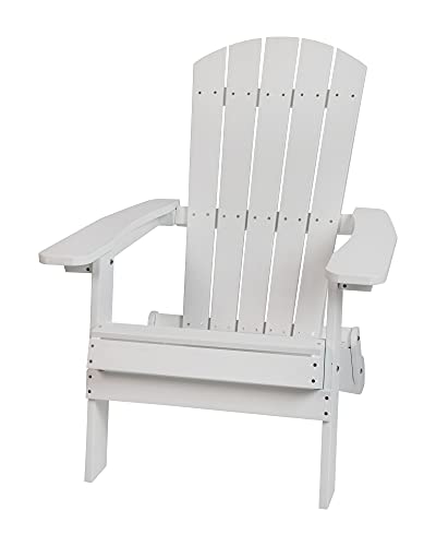 Flash Furniture Charlestown All-Weather Poly Resin Indoor/Outdoor Folding Adirondack Chair, White, Set of 1 von Flash Furniture