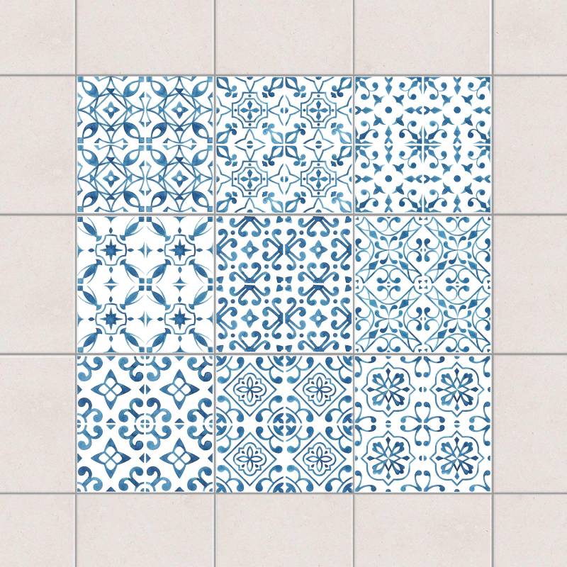 Fliesenaufkleber Blau Weiß Muster Serie
