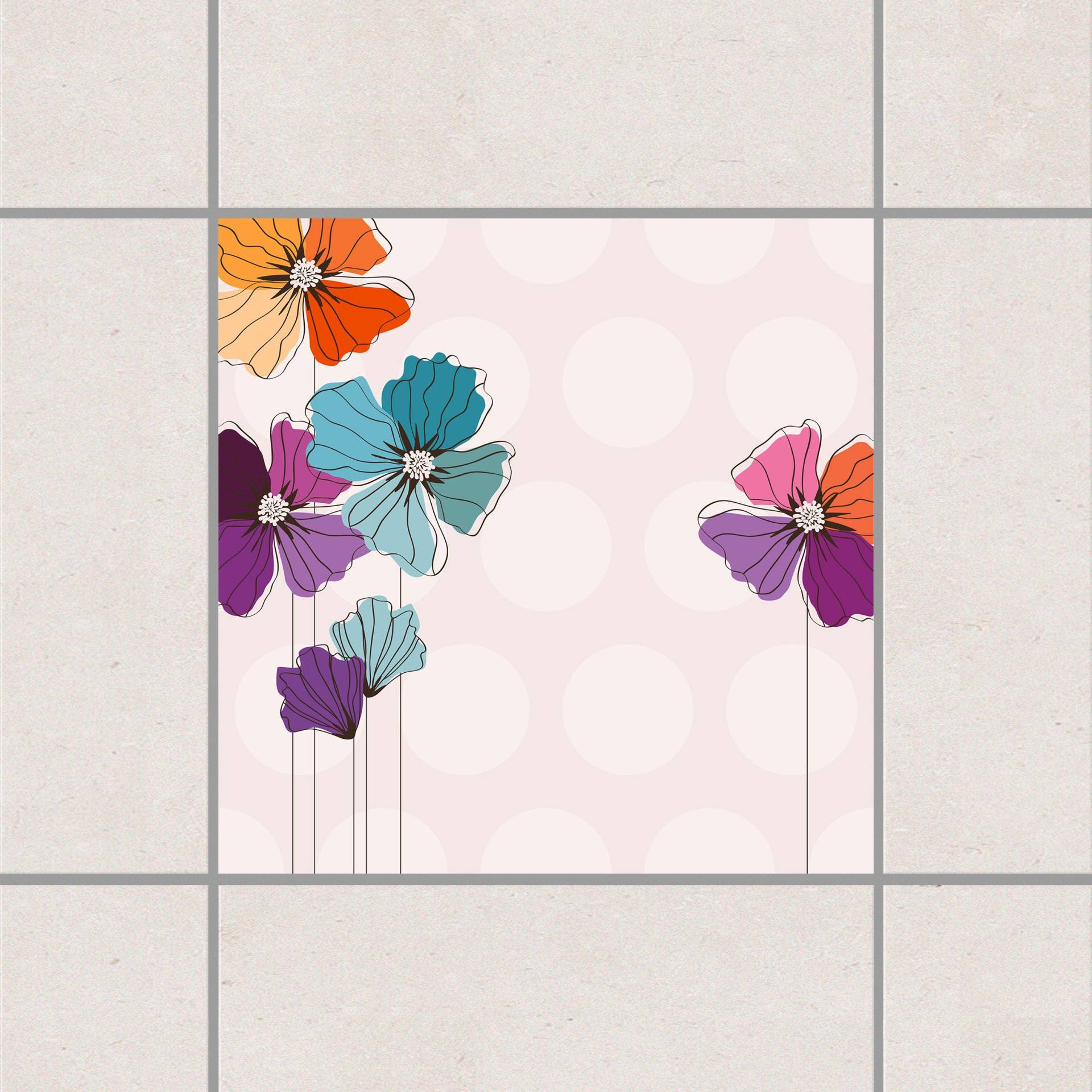 Fliesenaufkleber Mohn in Pastell