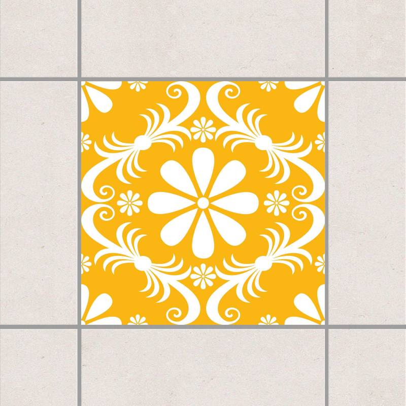 Fliesenaufkleber Blumendesign Melon Yellow Gelb