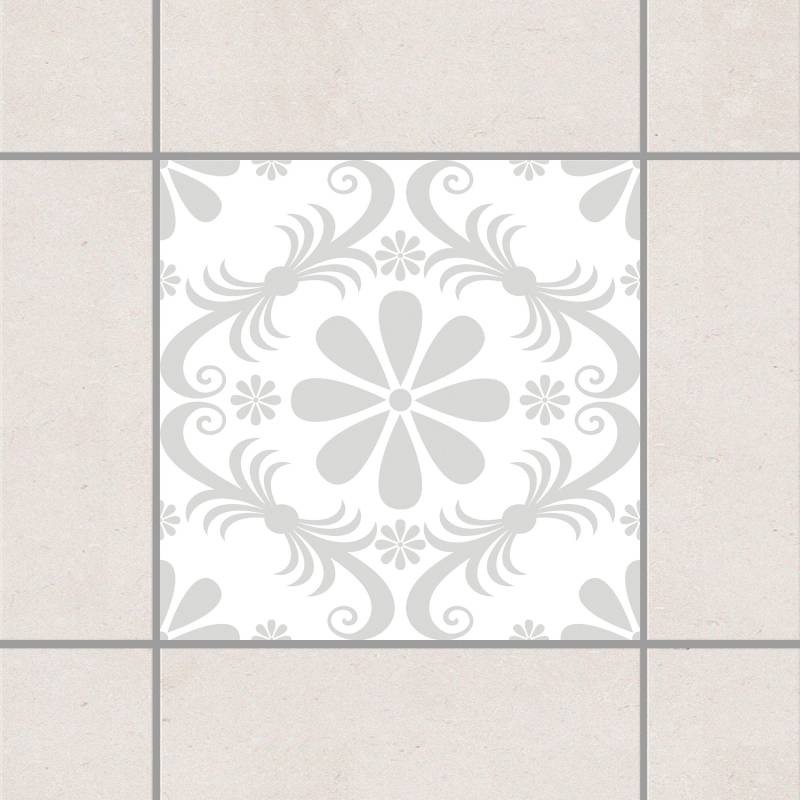 Fliesenaufkleber Blumendesign White Light Grey Grau