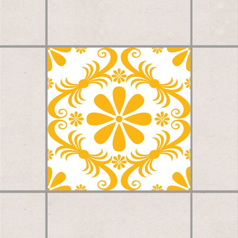 Fliesenaufkleber Blumendesign White Melon Yellow Gelb