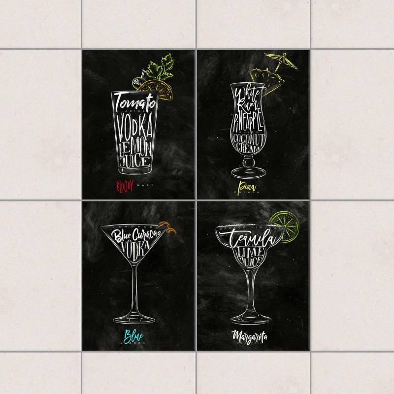 Fliesenaufkleber Cocktails Kreidetafel