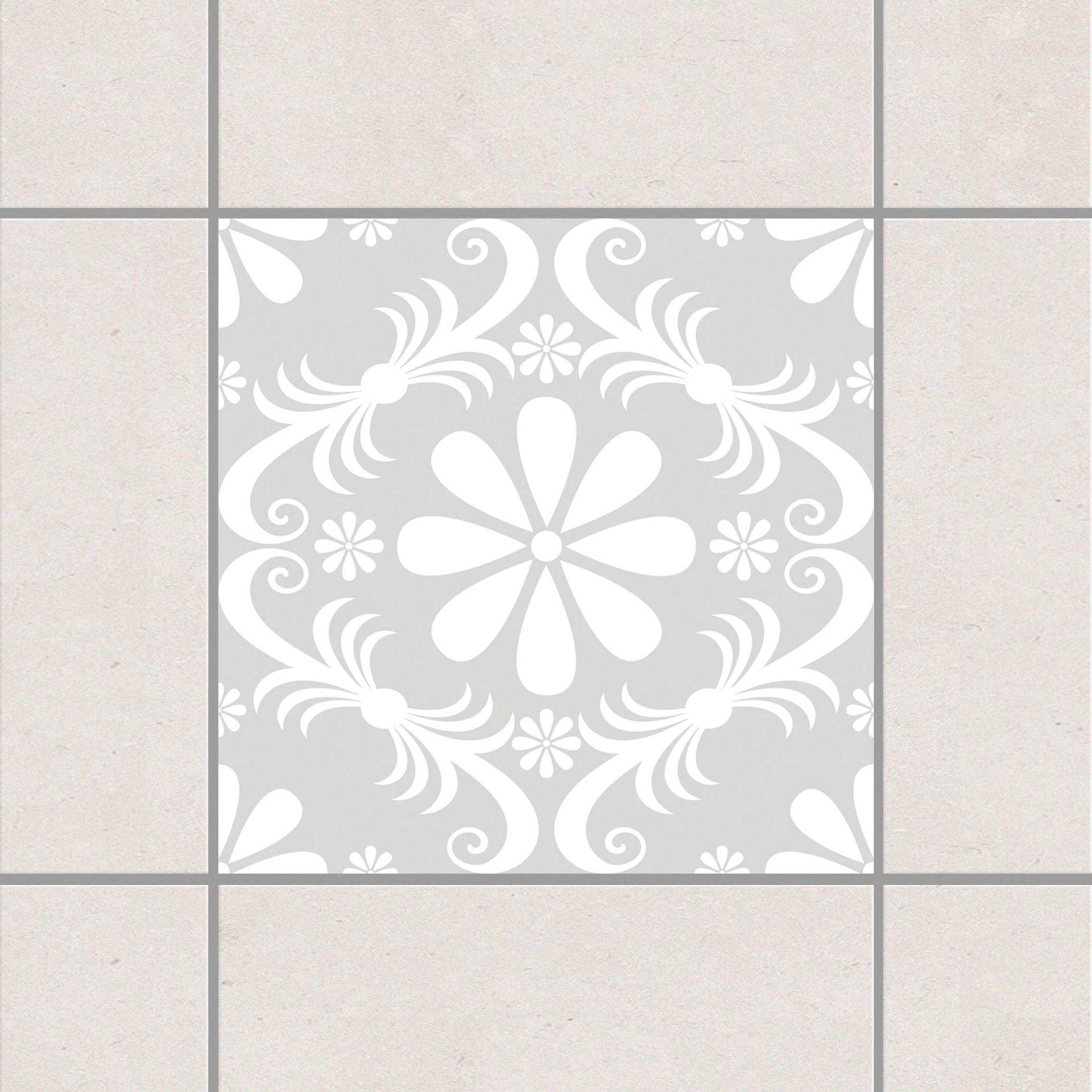 Fliesenaufkleber Blumendesign Light Grey Grau