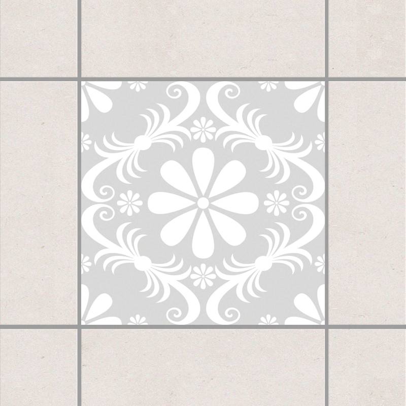 Fliesenaufkleber Blumendesign Light Grey Grau
