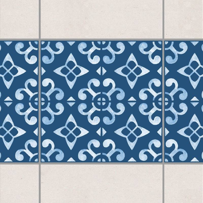Fliesenaufkleber Dunkelblau Weiß Muster Serie No.05