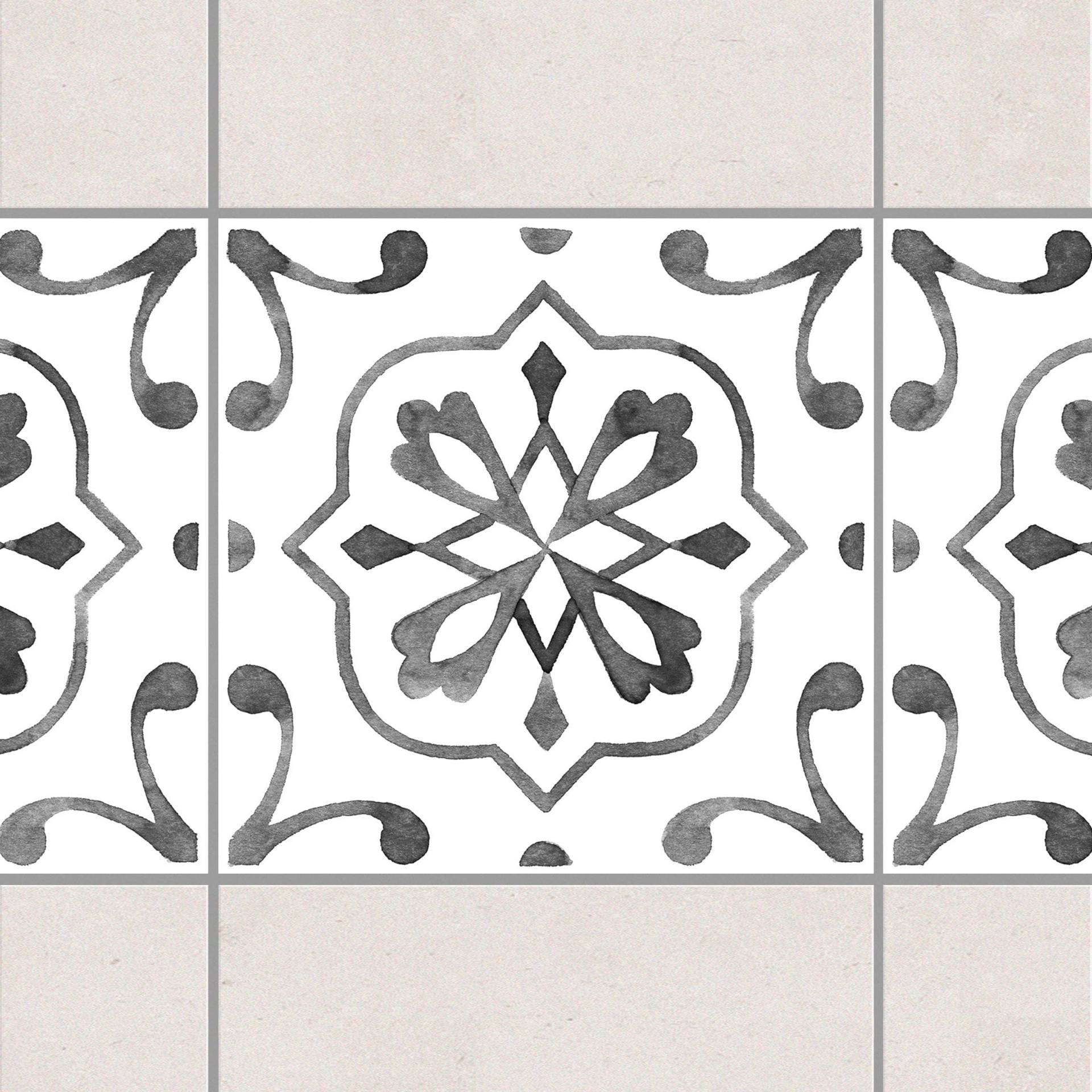 Fliesenaufkleber Muster Grau Weiß Serie No.4