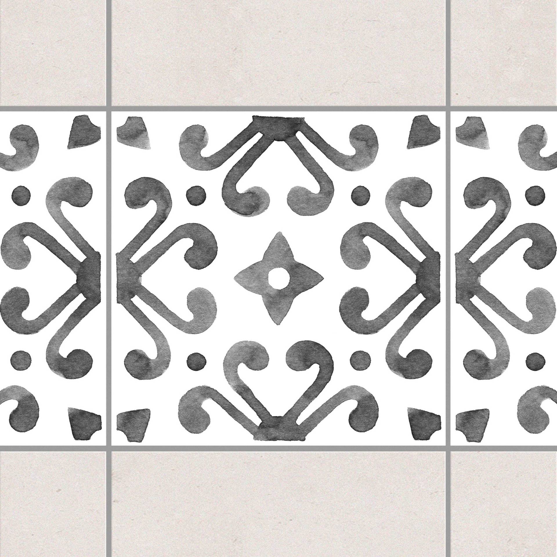 Fliesenaufkleber Muster Grau Weiß Serie No.7