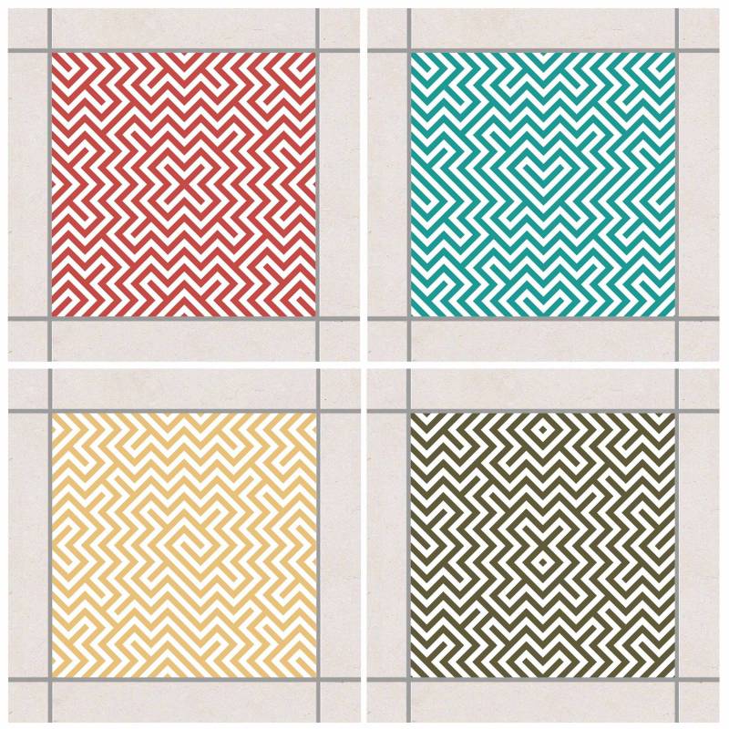 Fliesenaufkleber Geometrisches Design Farbset