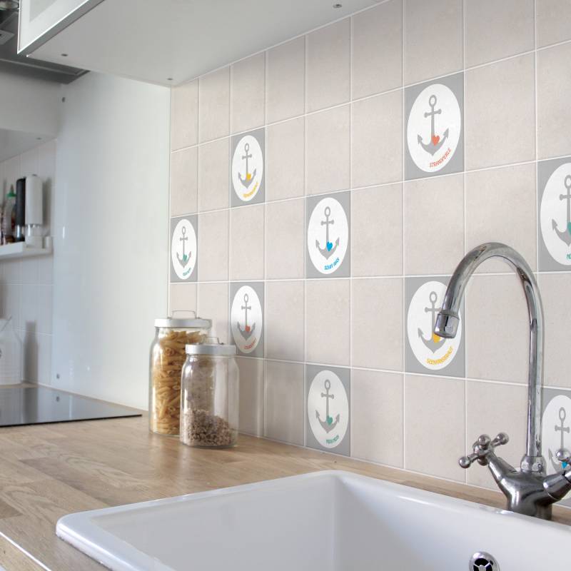 Fliesenaufkleber No.YK67 Anker Set Grau
