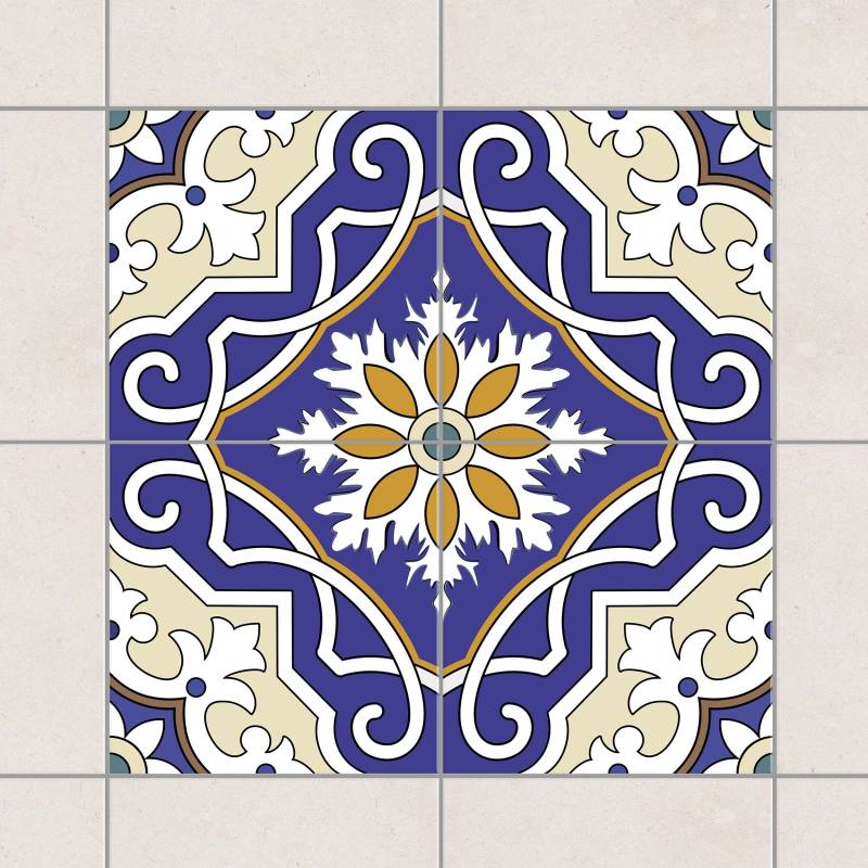 Fliesenaufkleber Ornament aus 4 spanischen Fliesen