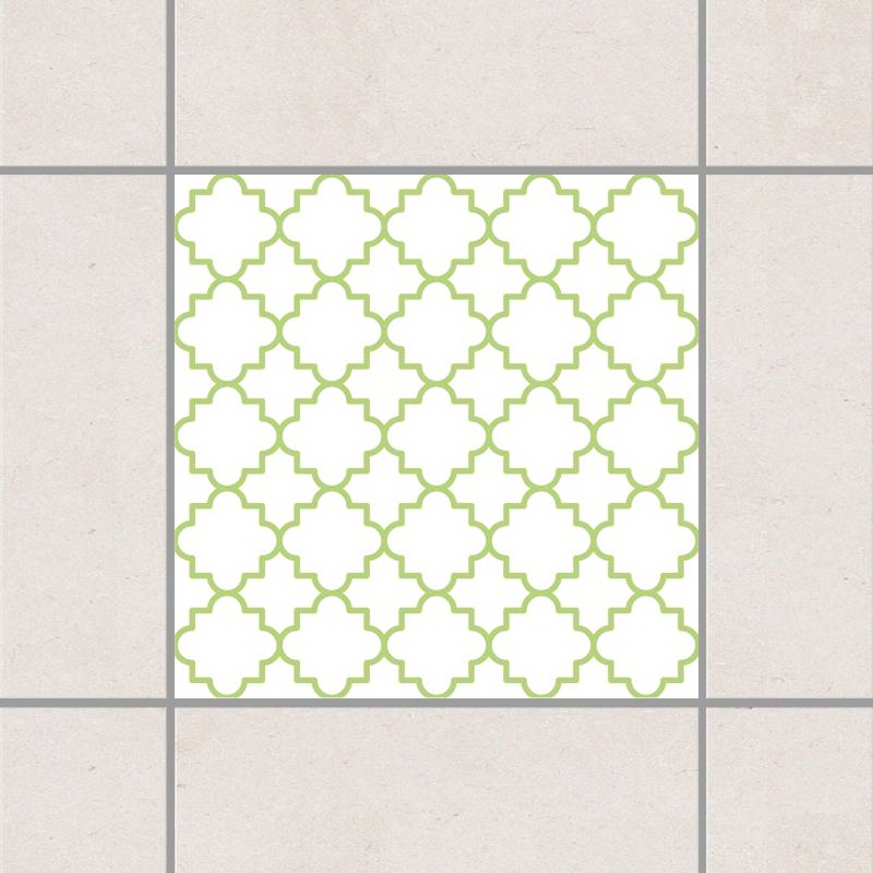 Fliesenaufkleber Traditional Quatrefoil White Spring Green