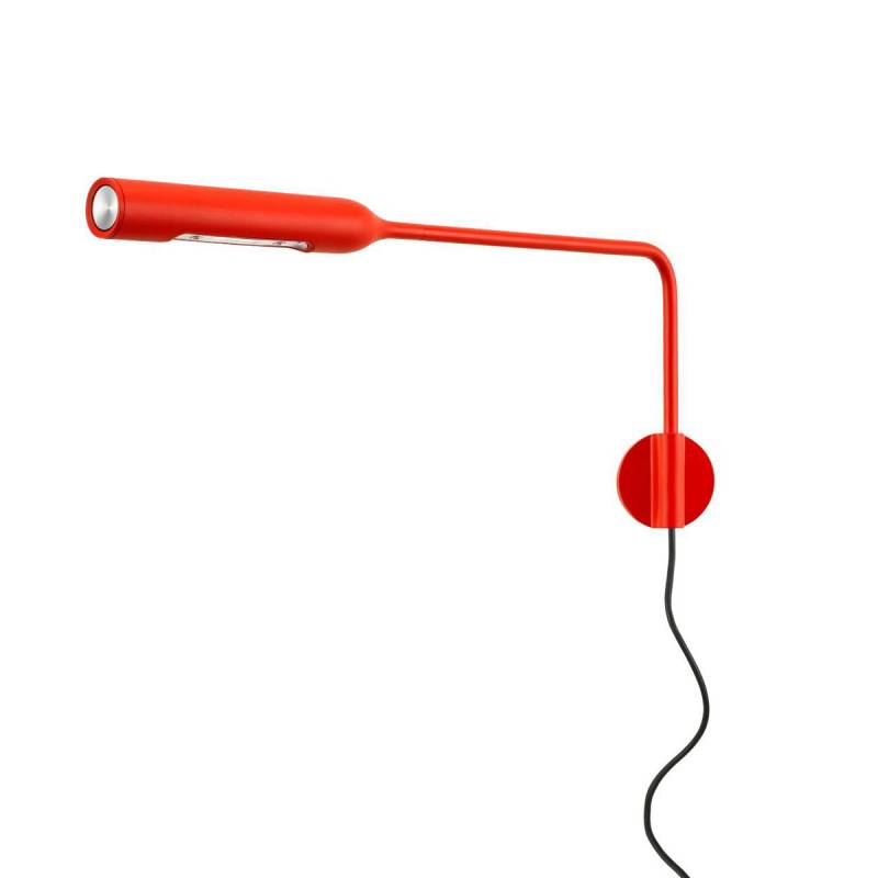 Flo Wall Wandleuchte, Rot matt, Warmweiß 3000K, mit Kabel und Stecker
