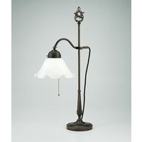Florale Tischleuchte mit Zugschalter Messing Glas 63 cm von Berliner Messingleuchten GmbH
