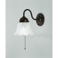 Florale Wandlampe Antik mit Zugschalter Glas Messing von Berliner Messingleuchten GmbH