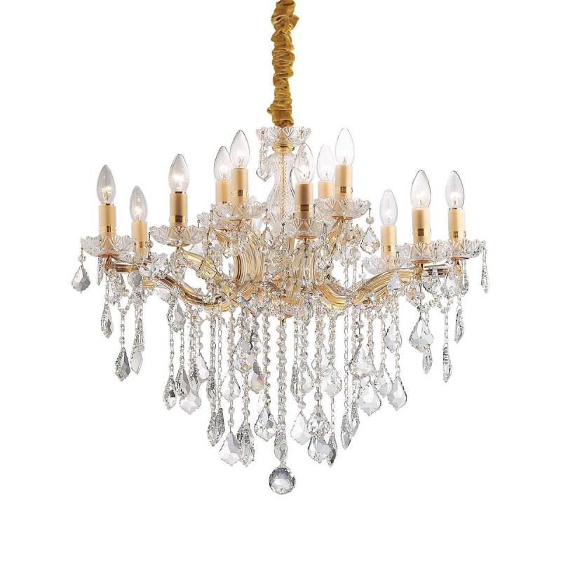 Florian SP12 Kristallglas Kronleuchter 12-flammig, Gold, Ø: 72 cm