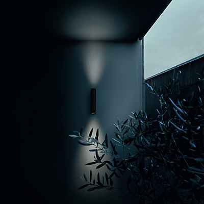 Flos Flauta Spiga Wandleuchte LED Outdoor, 100 cm - schwarz