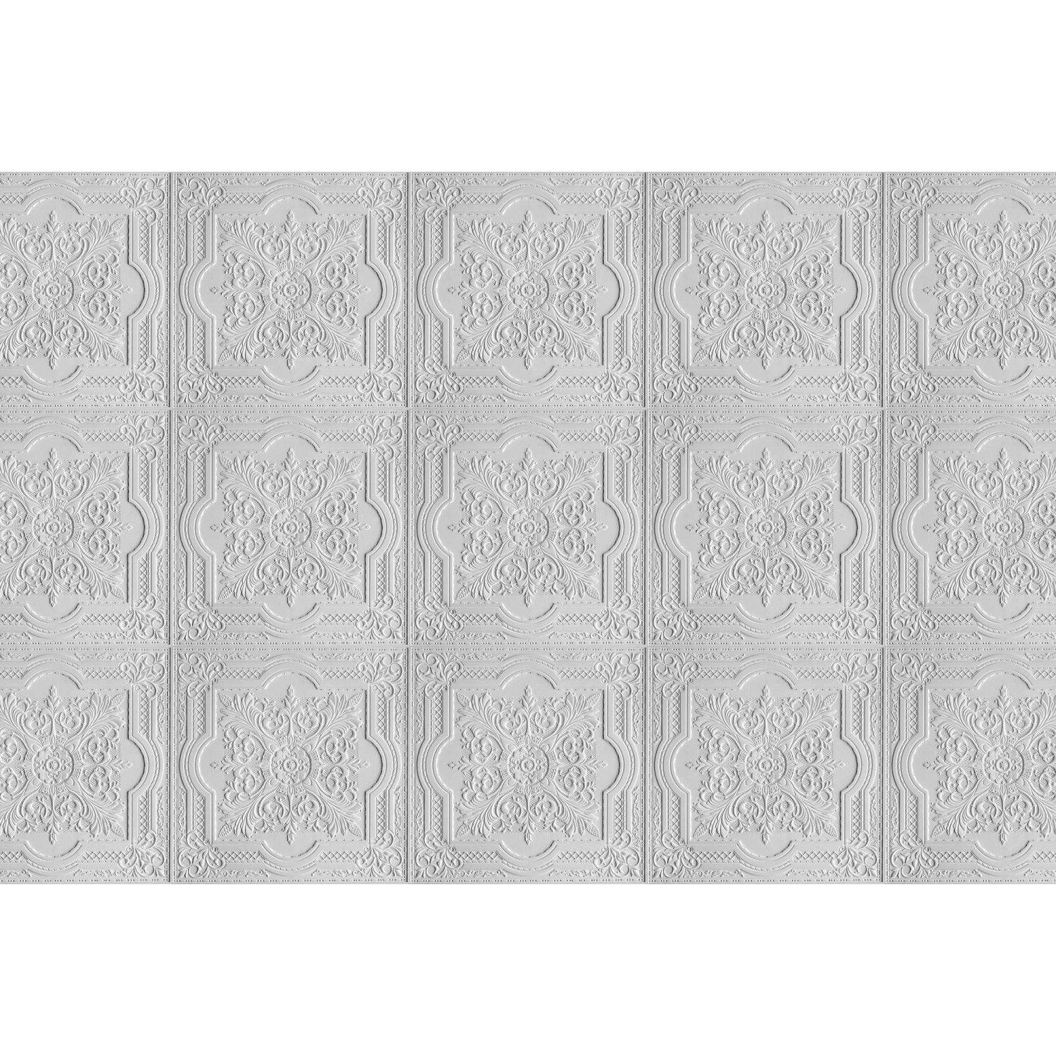 Fototapete  3D Barock Ornament Weiß  4,00m x 2,70m FSC® von -
