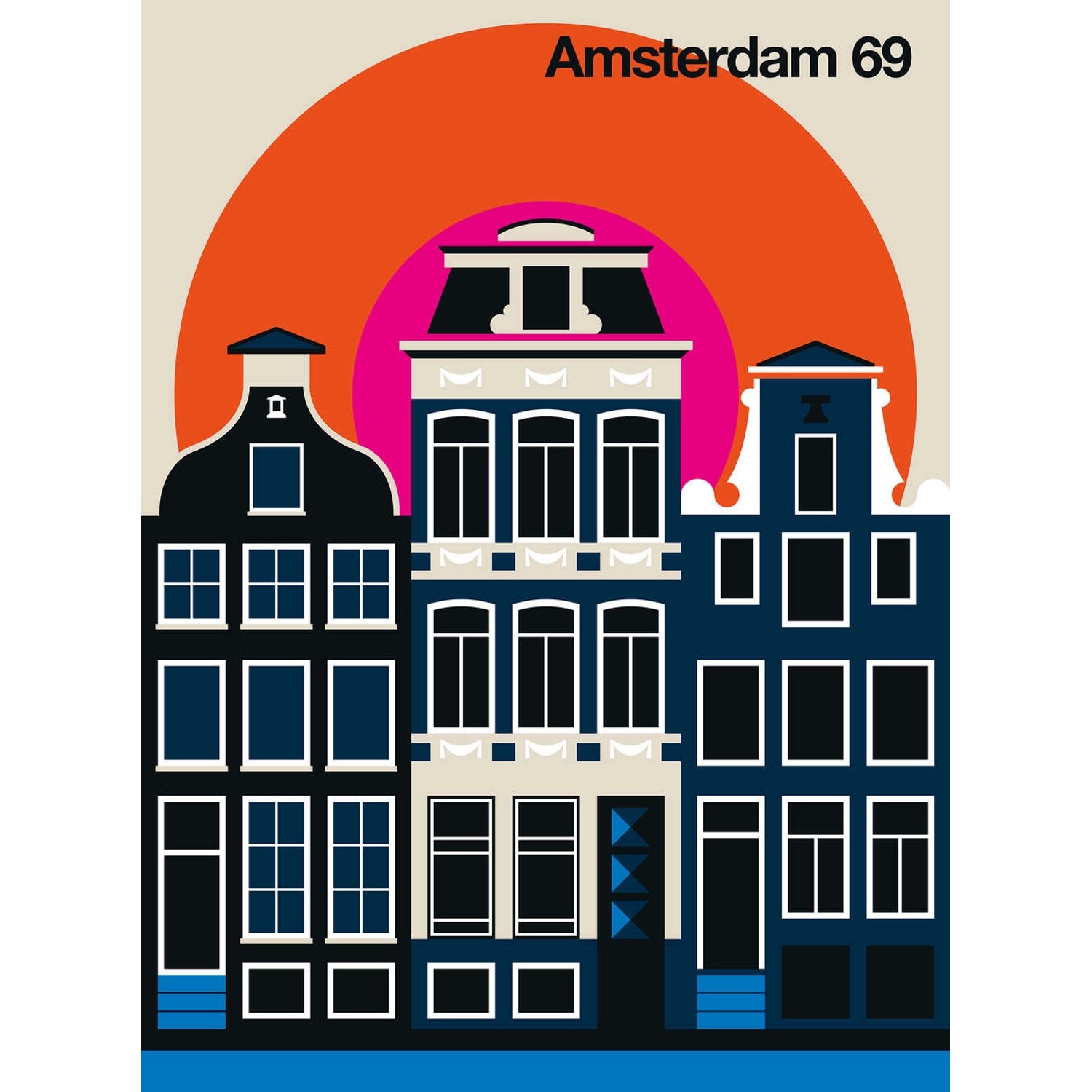 Fototapete Amsterdam 69 Rosa Gelb Orange Blau 2,00 m x 2,70 m FSC® von -