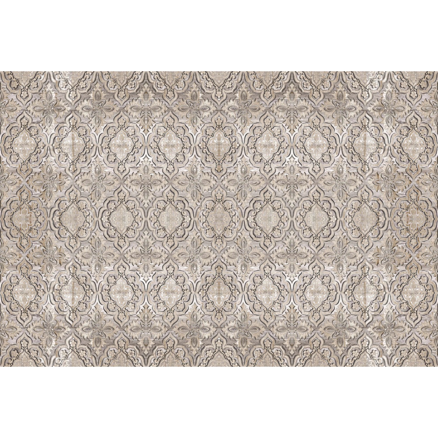 Fototapete Barock Ornament Beige Silber 4,00 m x 2,70 m FSC® von -