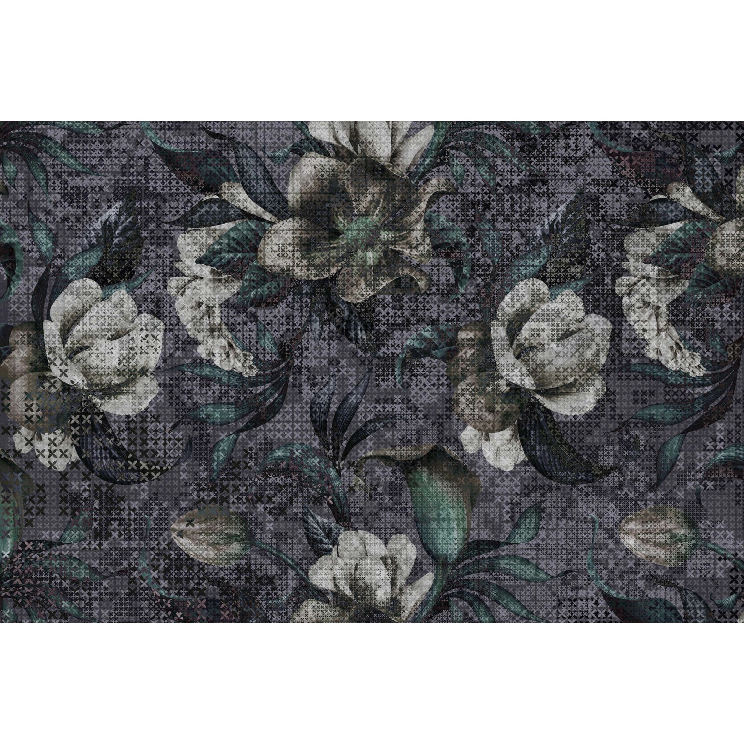 Fototapete Blumen Mosaik Lila Weiß 4,00 m x 2,70 m FSC® von -