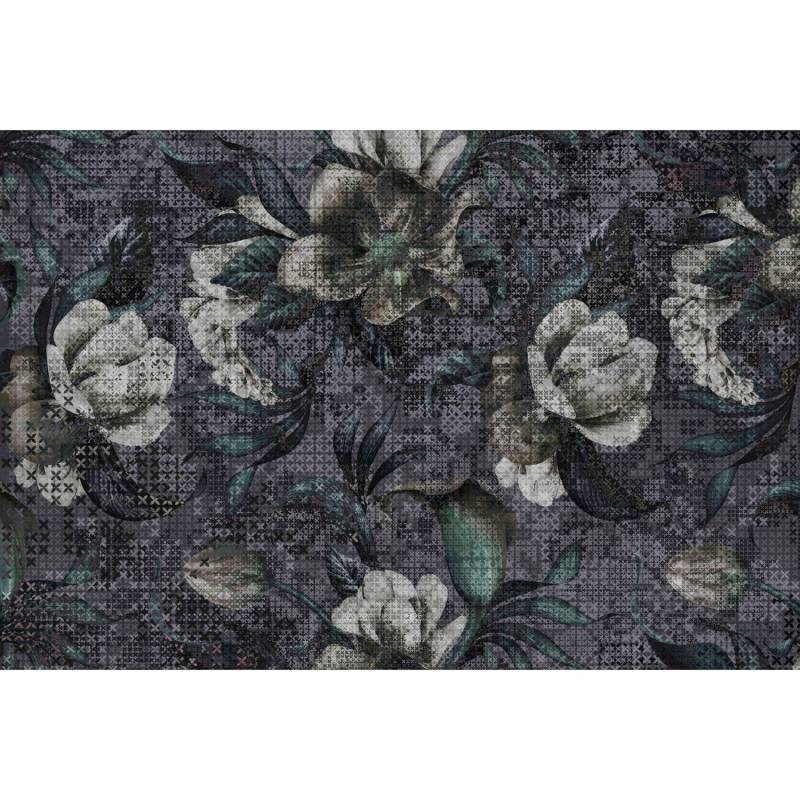 Fototapete Blumen Mosaik Lila Weiß 4,00 m x 2,70 m FSC® von -