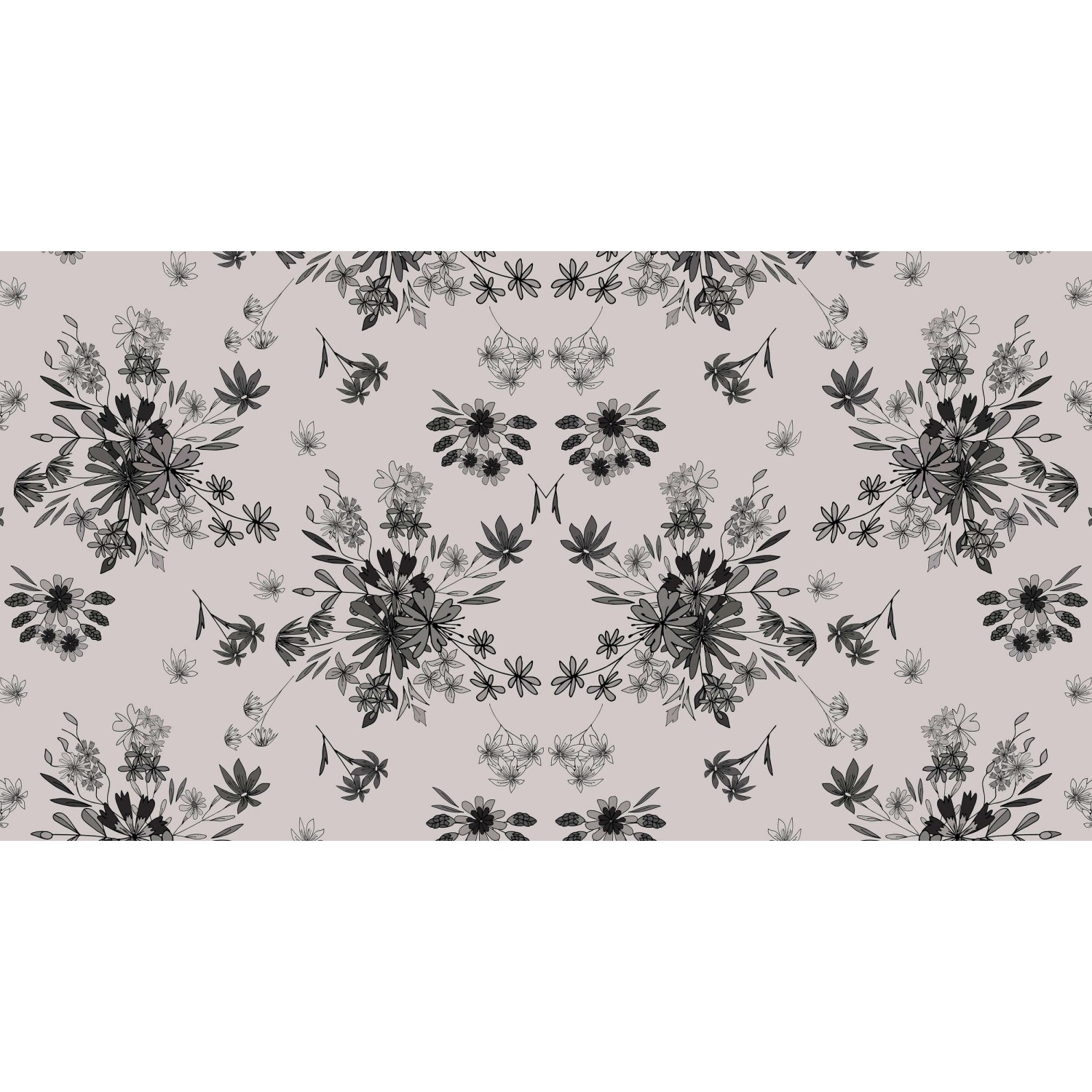 Fototapete Blumen Schwarz Weiß  5,00 m x 2,70 m FSC® von -