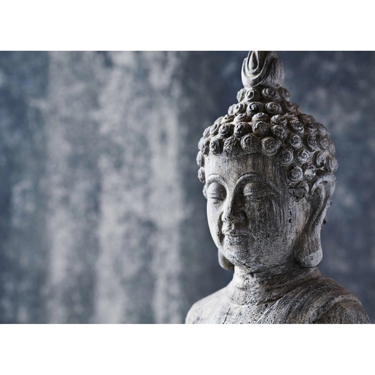 Fototapete Buddha Statue Asiatisch Blau Grau 3,50 m x 2,55 m FSC® von -