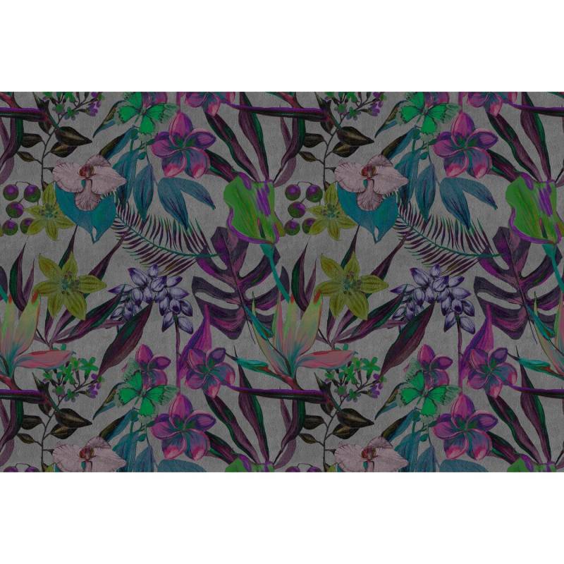 Fototapete Dschungel Blumen Lila Grau Grün 4,00 m x 2,70 m FSC® von -