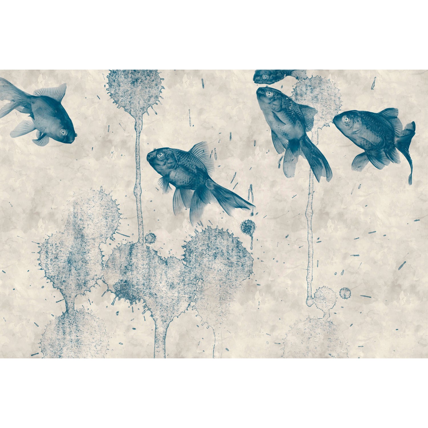 Fototapete Fische Teich Grau Blau 4,00 m x 2,70 m FSC® von -