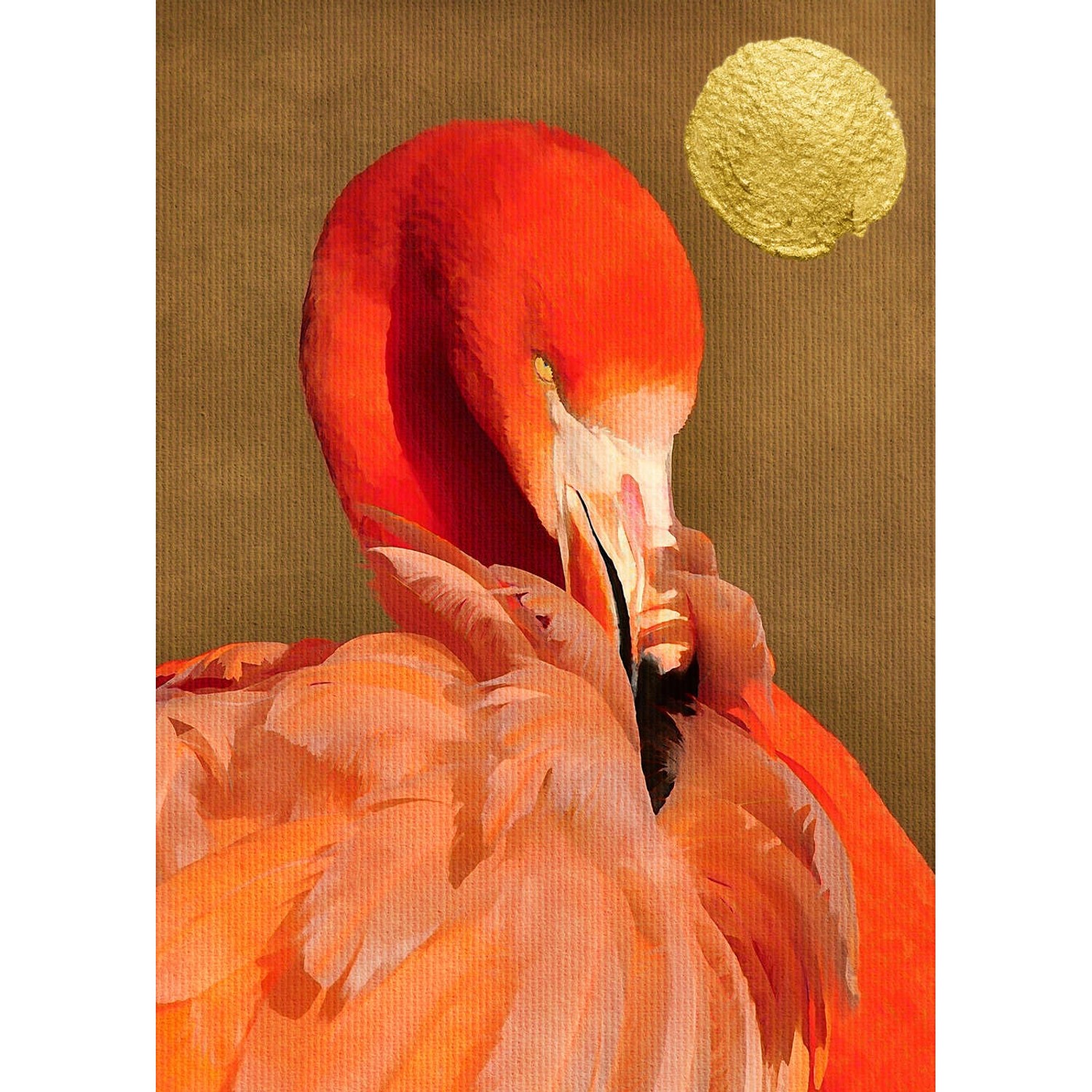 Fototapete Flamingo Sonne Schwarz Gold Rot Orange 2,00 m x 2,80 m FSC® von -