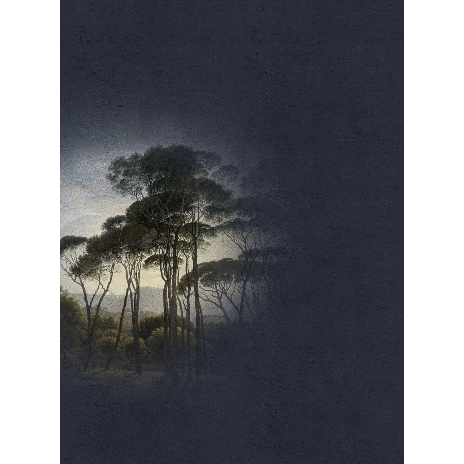 Fototapete Gemälde Fresco Wald Schwarz Blau Grün 2,00 m x 2,70 m FSC® von -