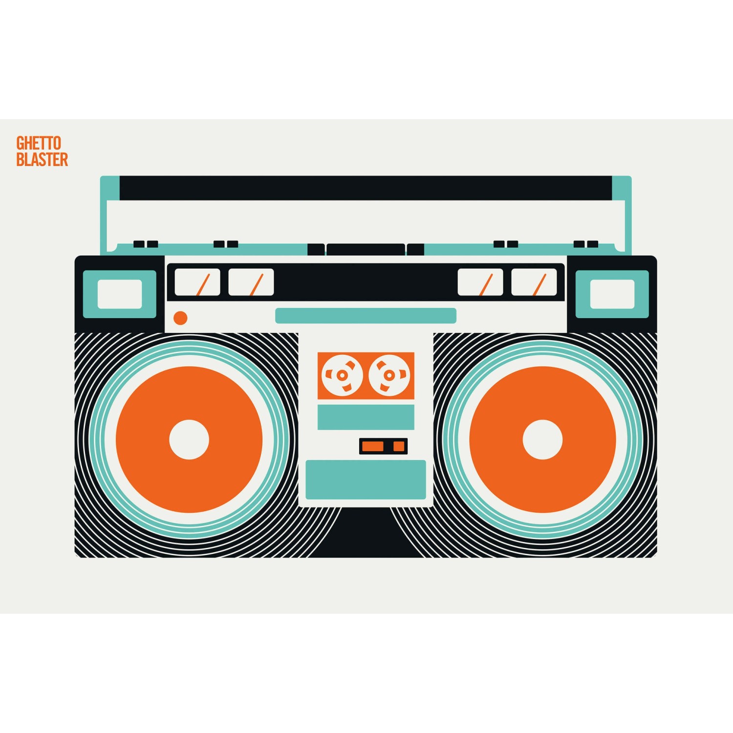 Fototapete Ghetto Blaster Türkis Orange Schwarz Weiß 4,00 m x 2,70 FSC® von -