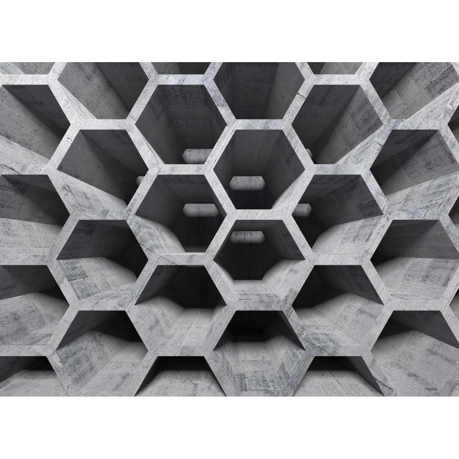 Fototapete Hexagon Muster 3D Effekt Grau Schwarz 3,50 m x 2,55 m FSC® von -