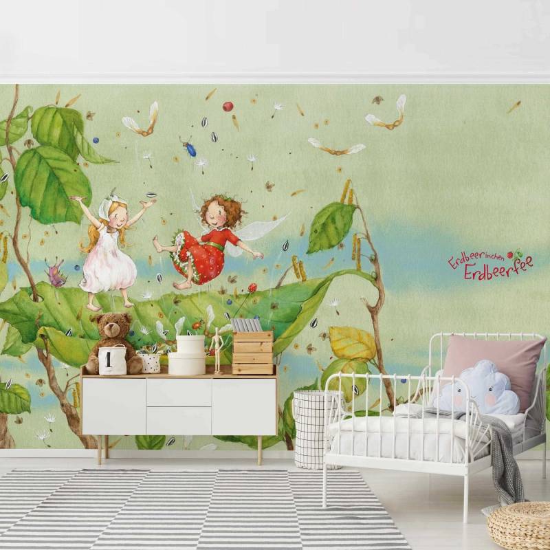 Fototapete Kinderzimmer Erdbeerinchen Erdbeerfee - Trampolin