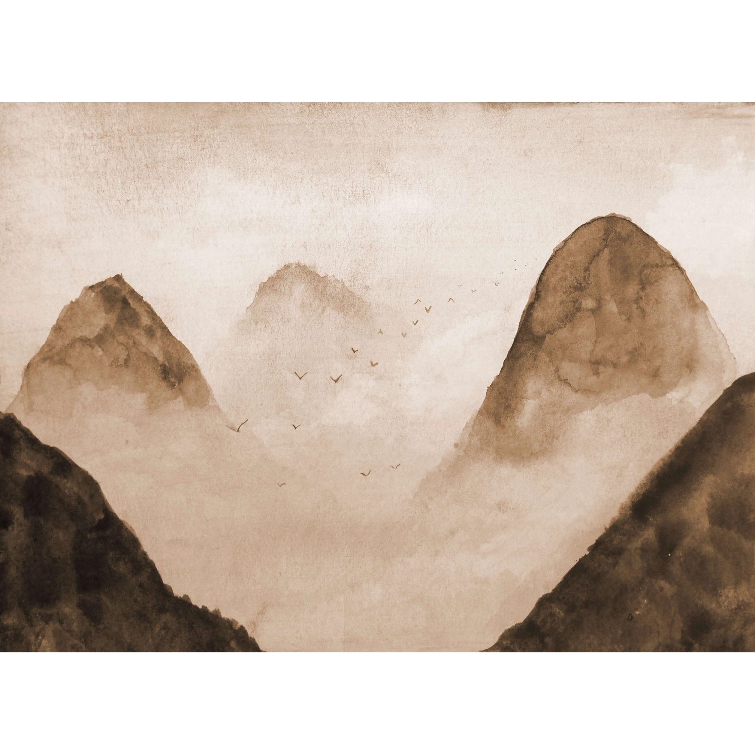 Fototapete Landschaft Berge Braun Orange 3,50 m x 2,55 m FSC® von -