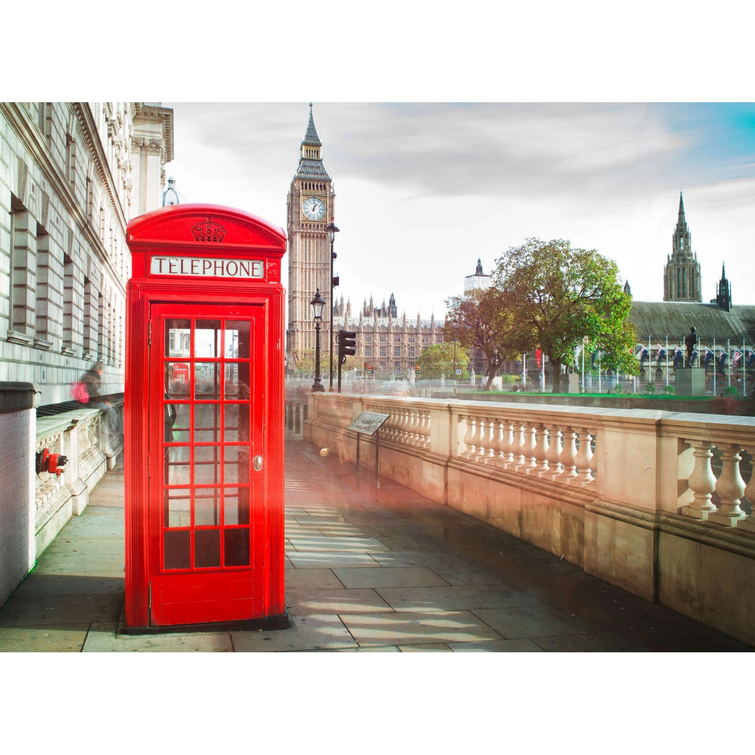 Fototapete London Telefonzelle Rot Braun Grün 3,50 m x 2,55 m FSC® von -