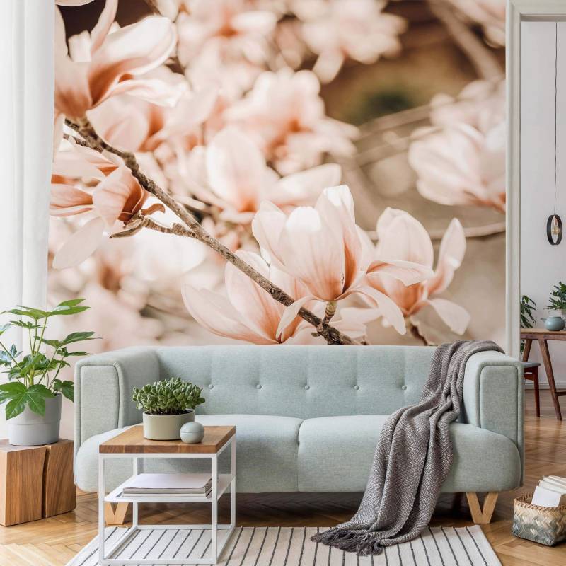 Fototapete Magnolienzweige im Vintagestil