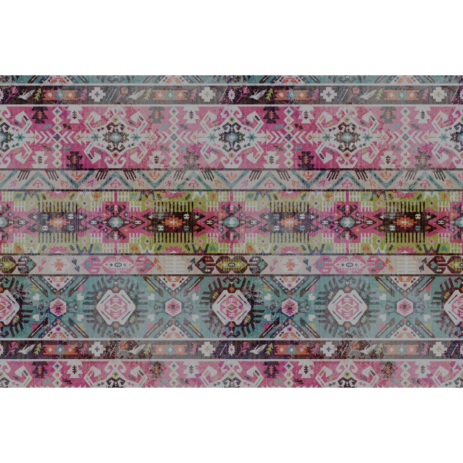 Fototapete Navajo Symbole Teppich Abstrakt Bunt 4,00 m x 2,70 m FSC® von -