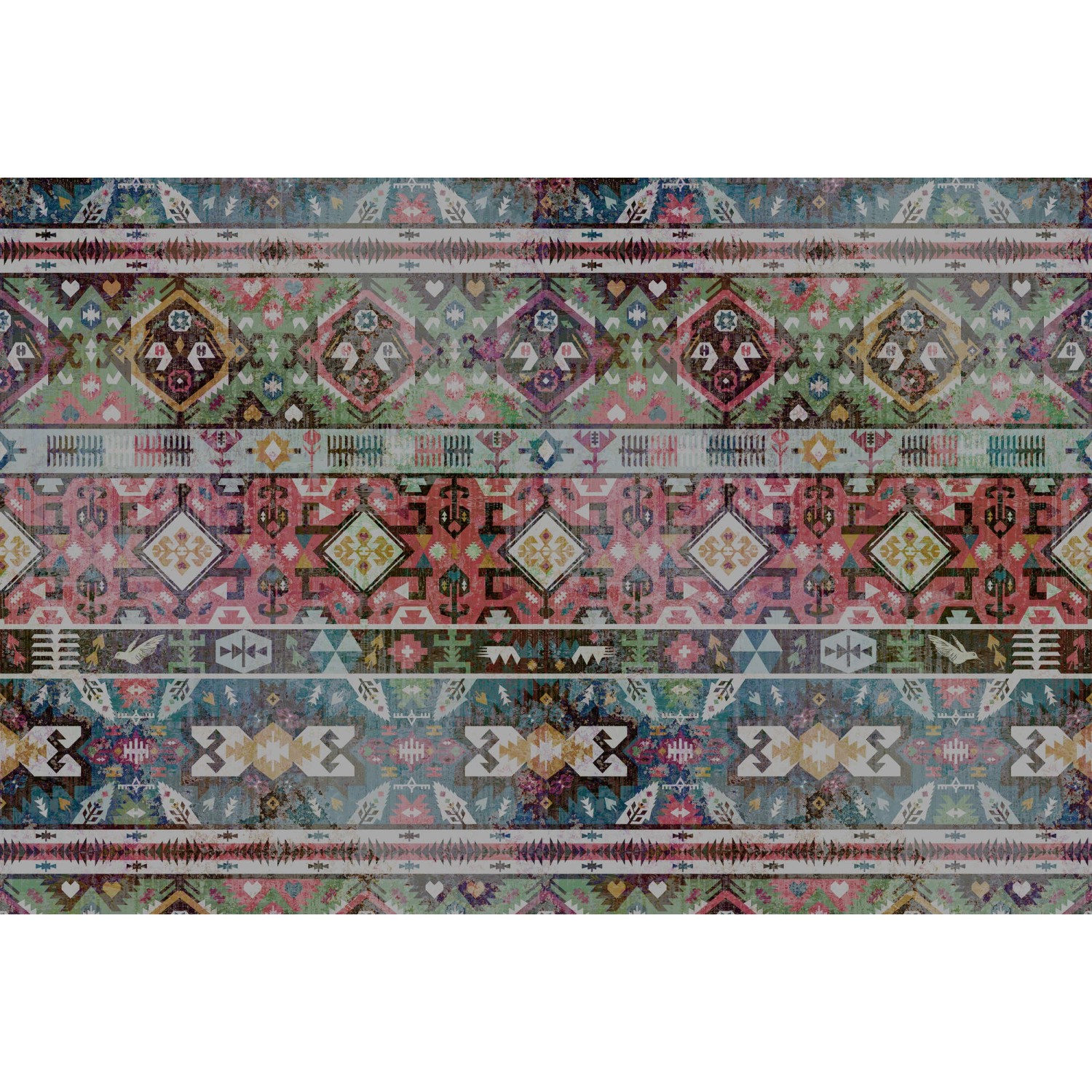 Fototapete Navajo Symbole Teppich Abstrakt Bunt 4,00 m x 2,70 m FSC® von -