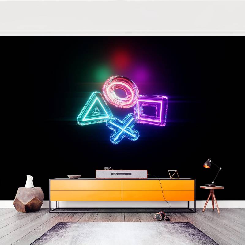 Fototapete Neon Kreis Quadrat Dreieck X