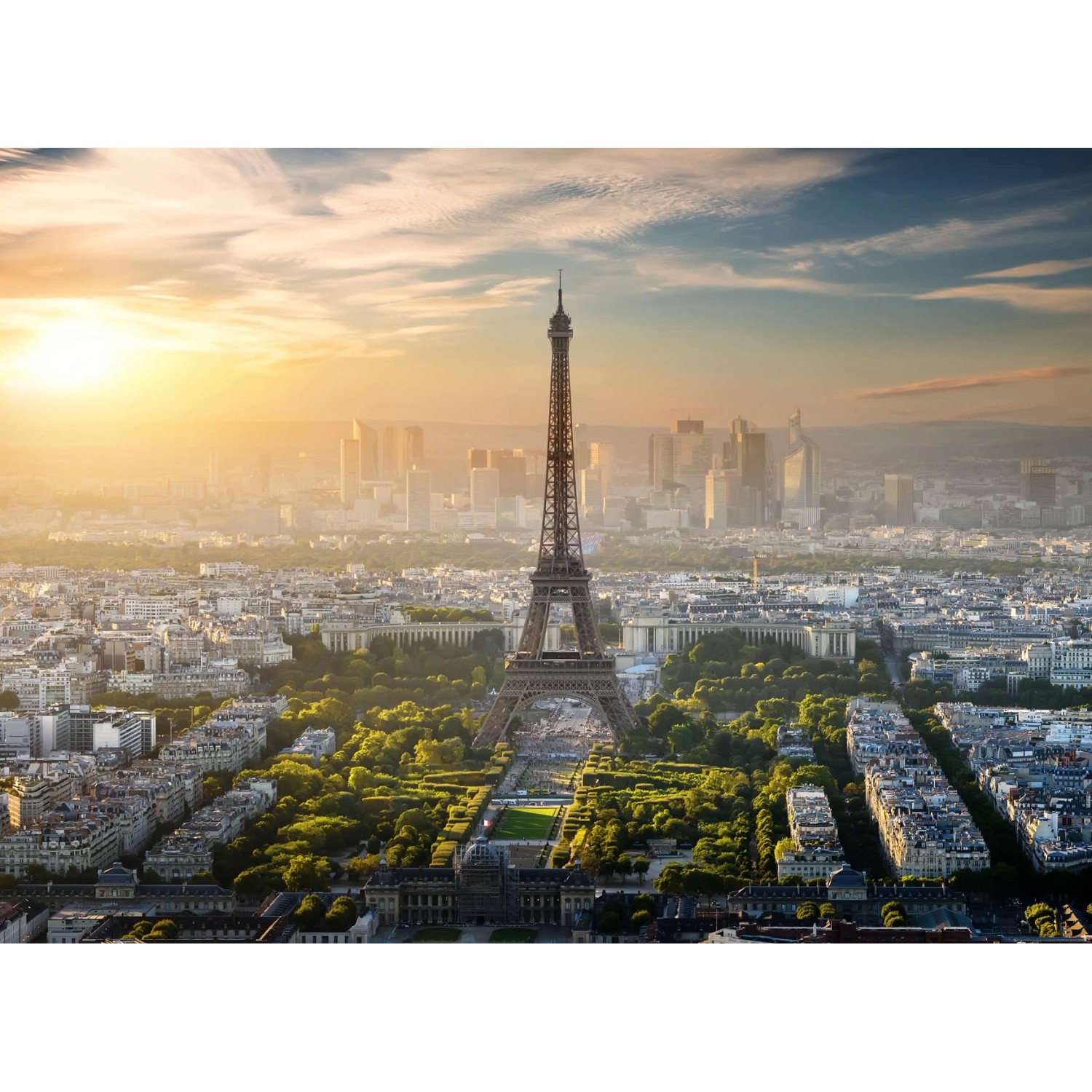 Fototapete Paris Eiffelturm Grün Grau Gelb 3,50 m x 2,55 m FSC® von -