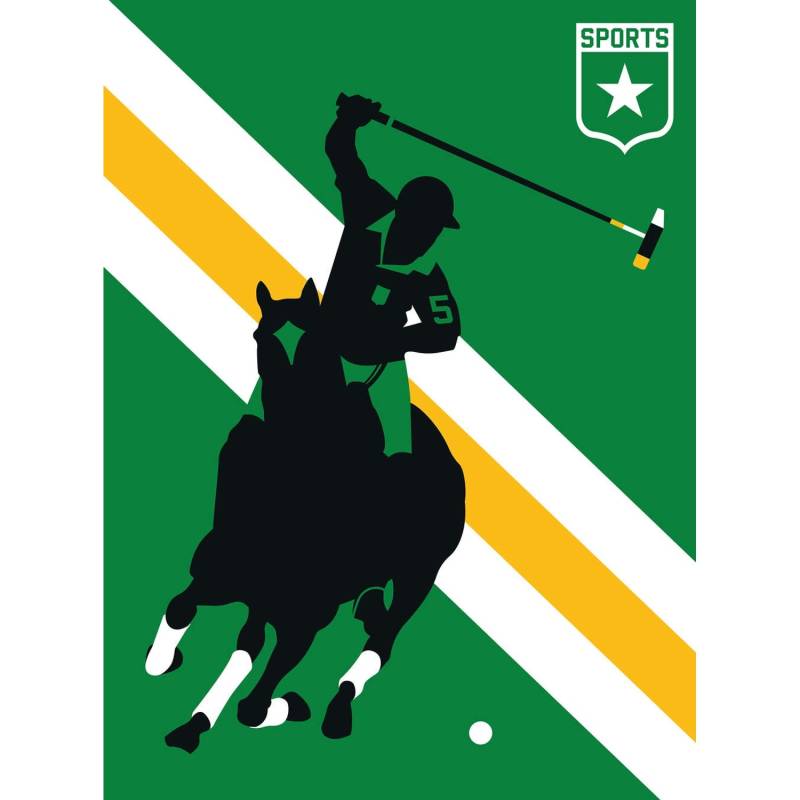 Fototapete Polo Spieler Weiß Gelb Grün Schwarz 2,00 m x 2,70 m FSC® von -