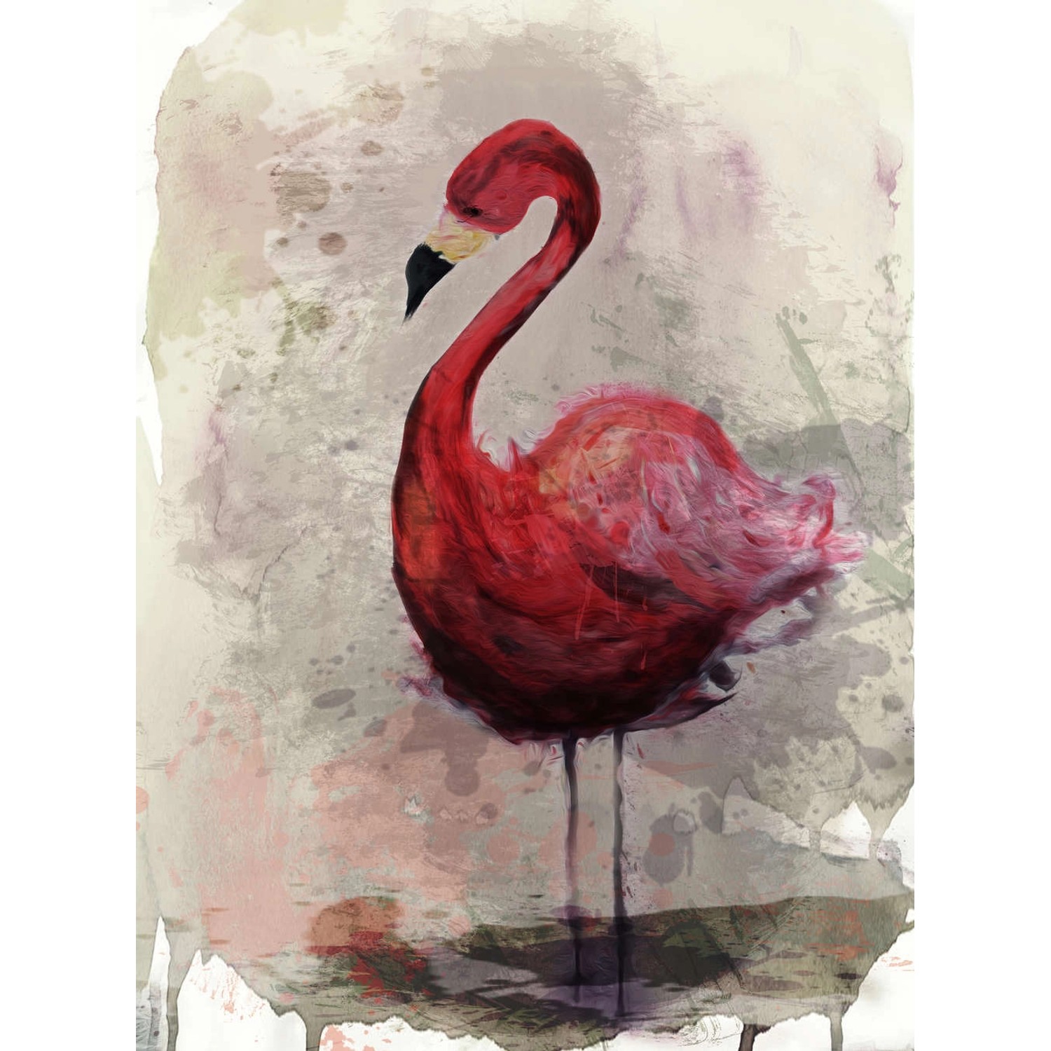 Fototapete Portrait Flamingo Rot Grau 2,00 m x 2,70 m FSC® von -