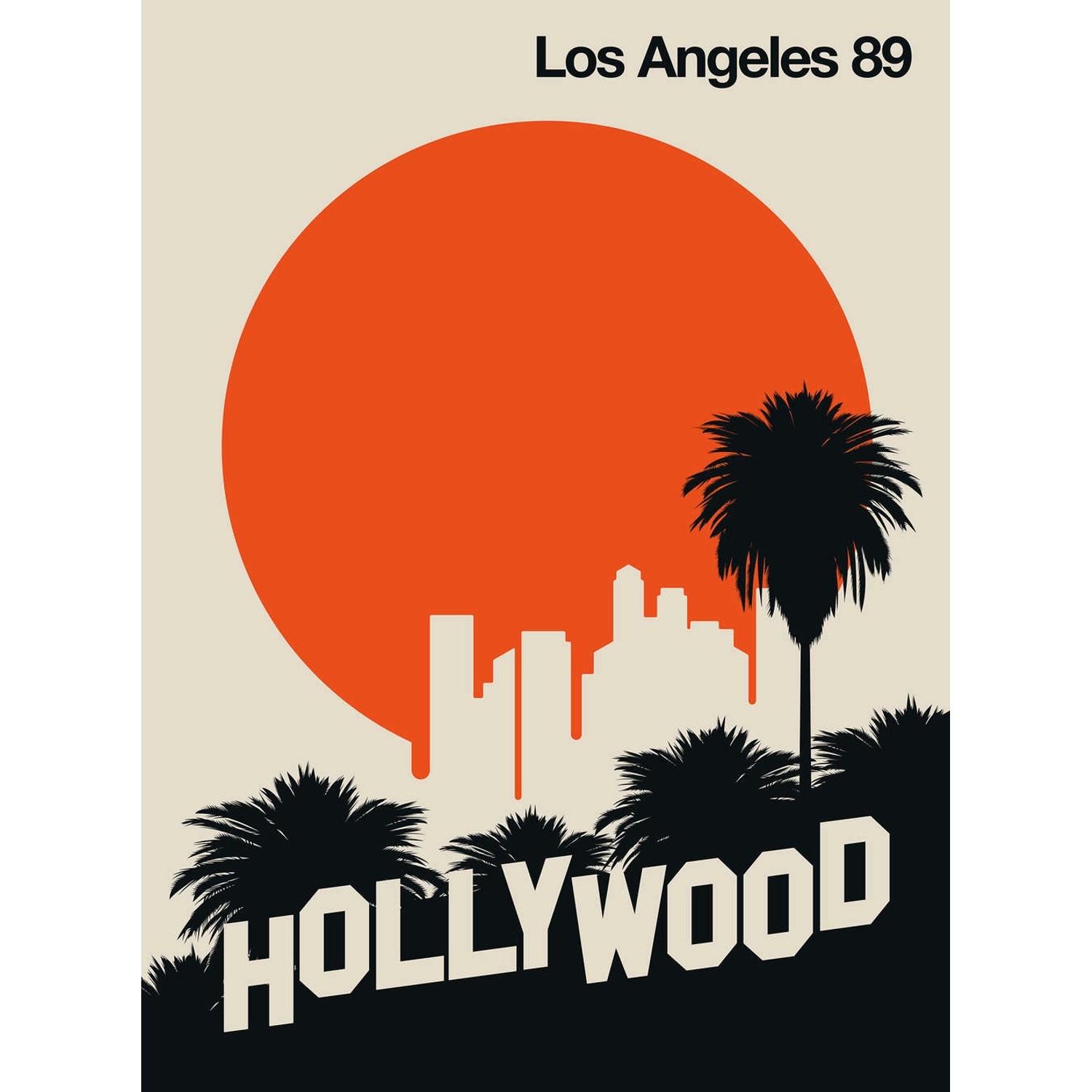 Fototapete Slogan Hollywood Palmen Orange Beige 2,00 m x 2,70 m FSC® von -