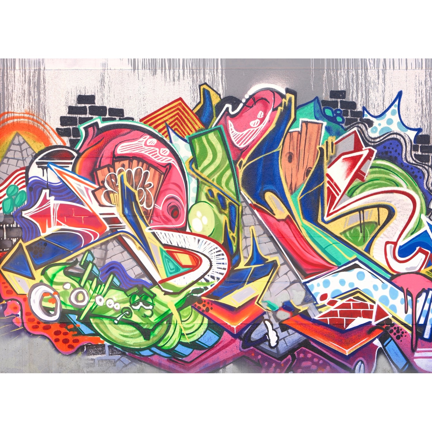Fototapete Vliestapete Graffiti Bunt Grau Grün Rot Orange Blau 3,50x2,55 m FSC® Fototapete Vliestapete Graffiti Bunt Grau Grün Rot Orange Blau 3,50x2,55 m FSC® von -