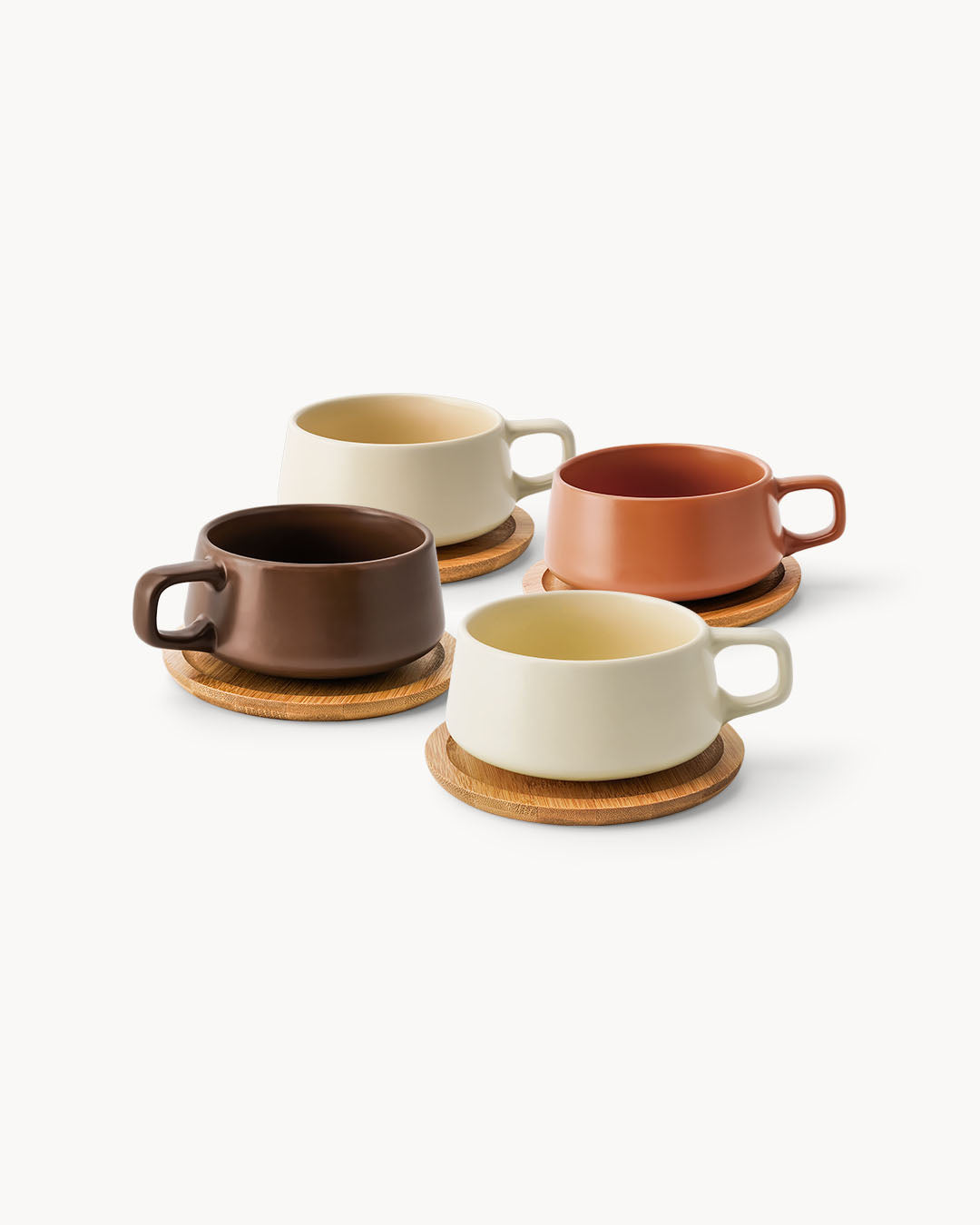 Sommerhafte Kaffeepause – Cappuccinotassen mit Milch- & Zucker-Set